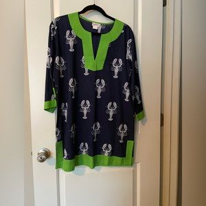 Super cute lobster beach coverup with great navy green and white colors. M/L